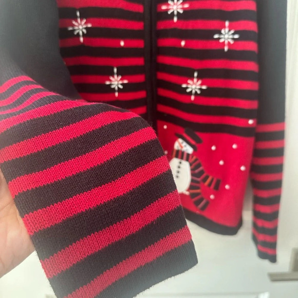 PBJ Sport Women’s Christmas Snowman Sweater Cardigan Size Medium - Picture 3 of 6